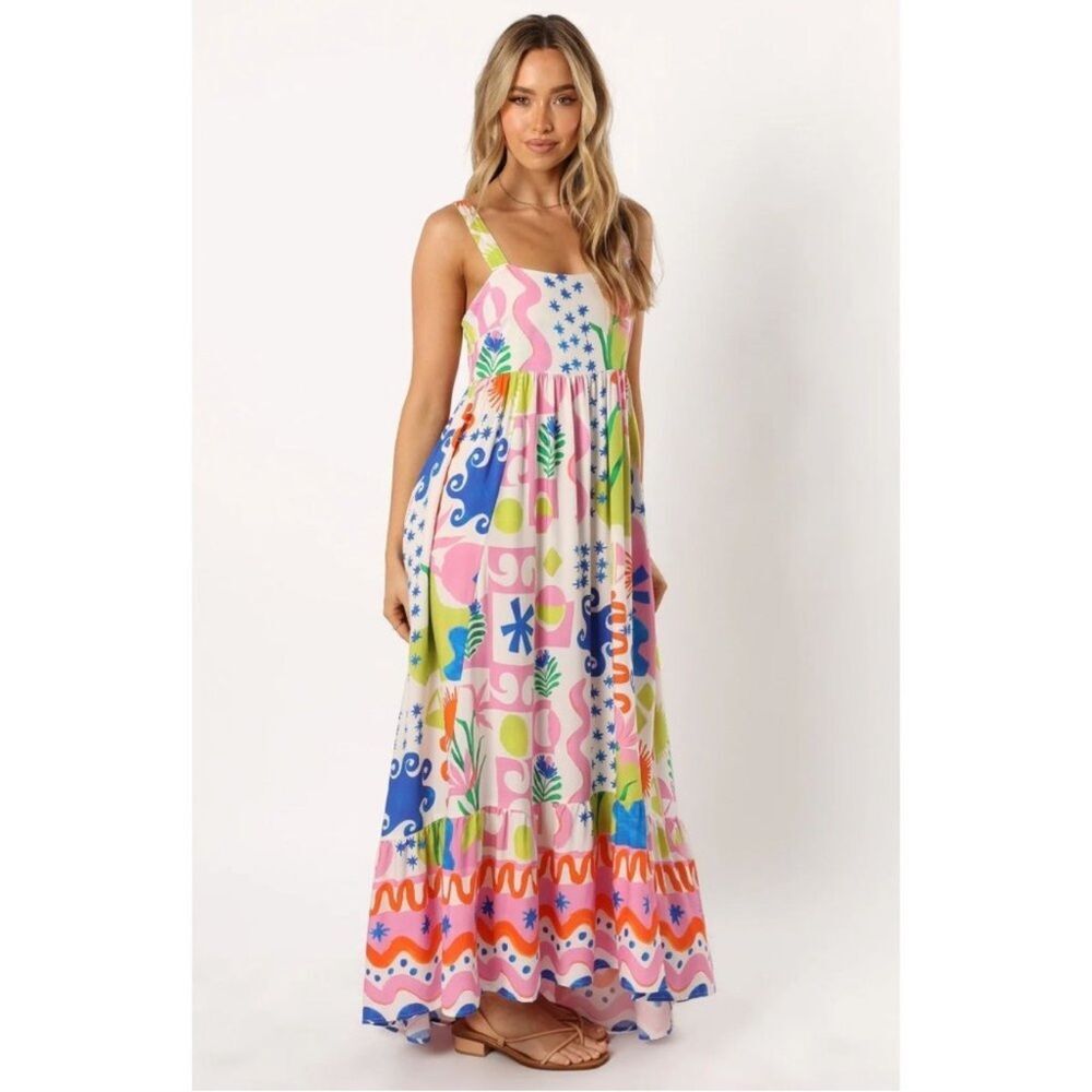 Paper Heart Colorful Maxi Dress with Straps XS